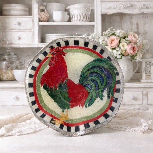 Rooster bowl peggy karr - karr, signed
