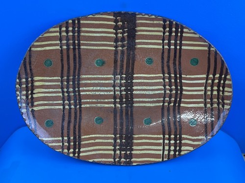 Redware cog edge platter - cog,