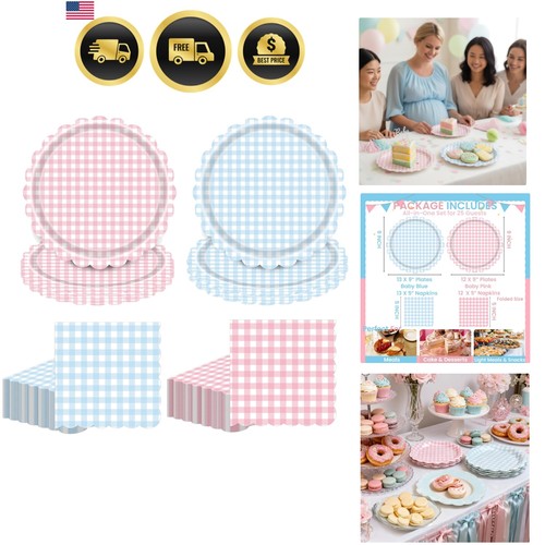 50pcs gingham scalloped paper - 50pcs,